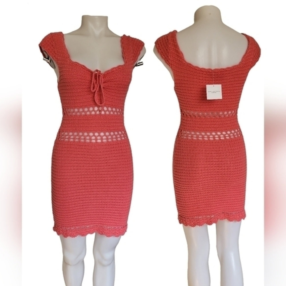 American Eagle Outfitters Coral Crochet Mini Dress size XS